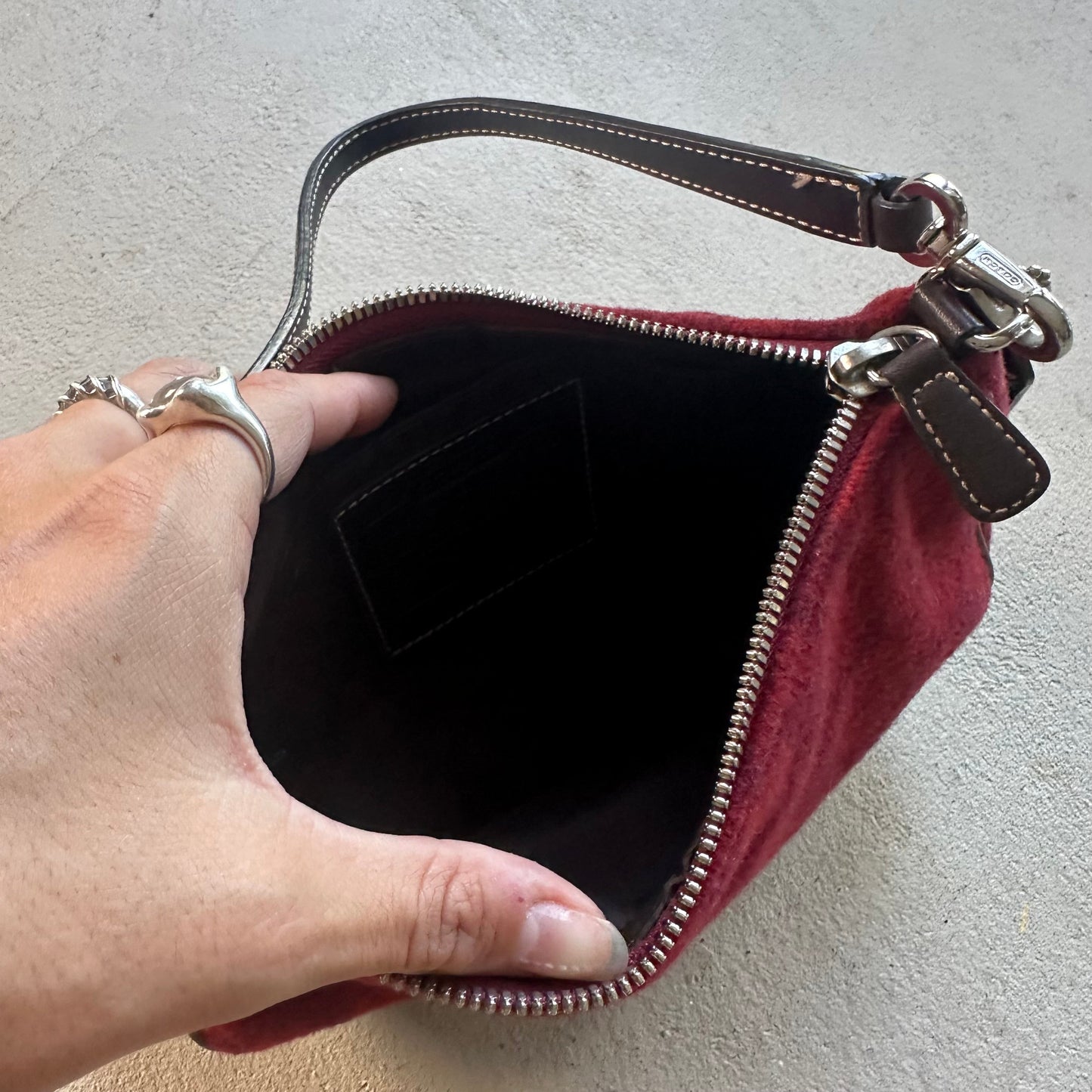 Authentic Vintage Coach Demi Red Wool Shoulder Bag
