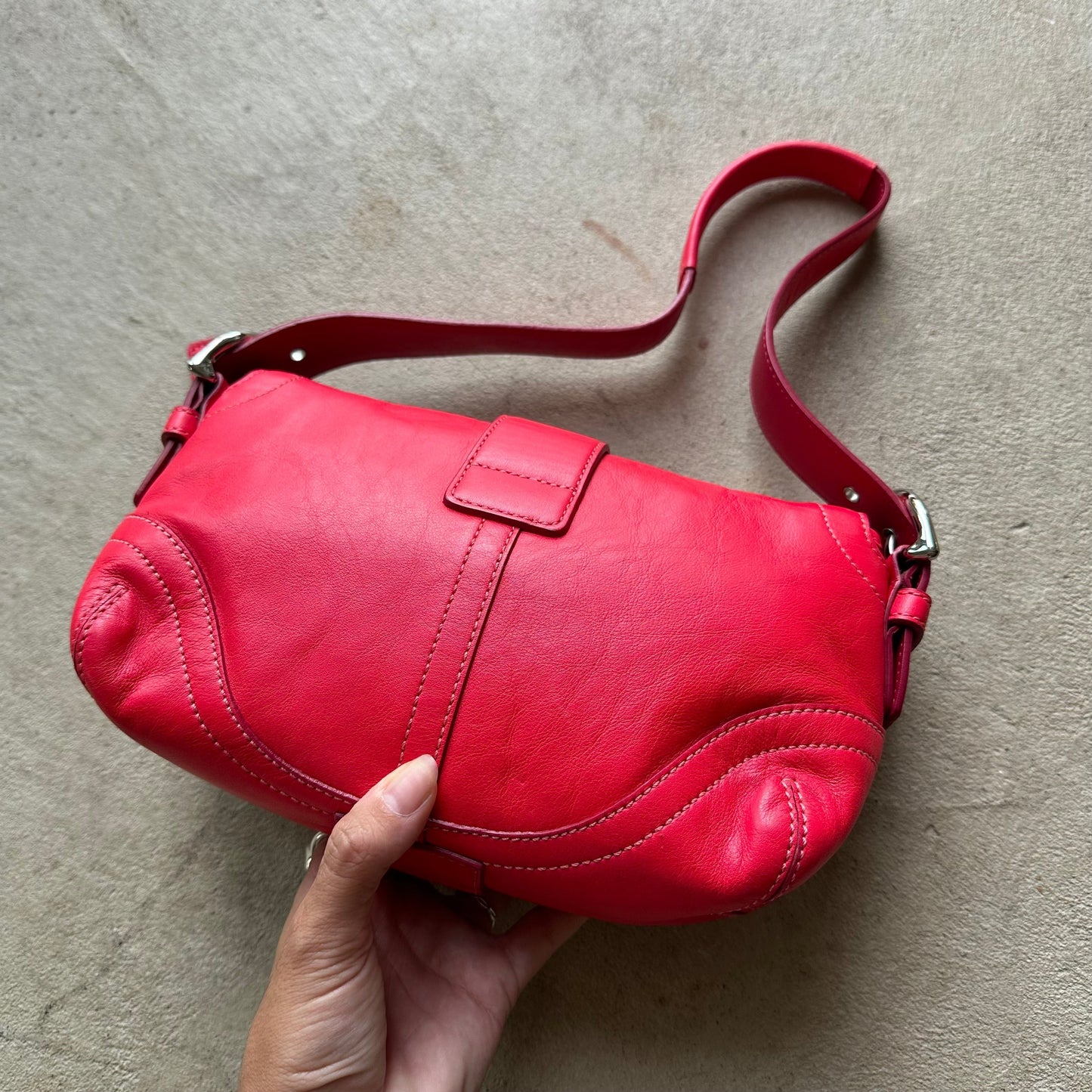 Authentic Vintage Y2K Coach Red Mini Leather Square Soho Shoulder Bag