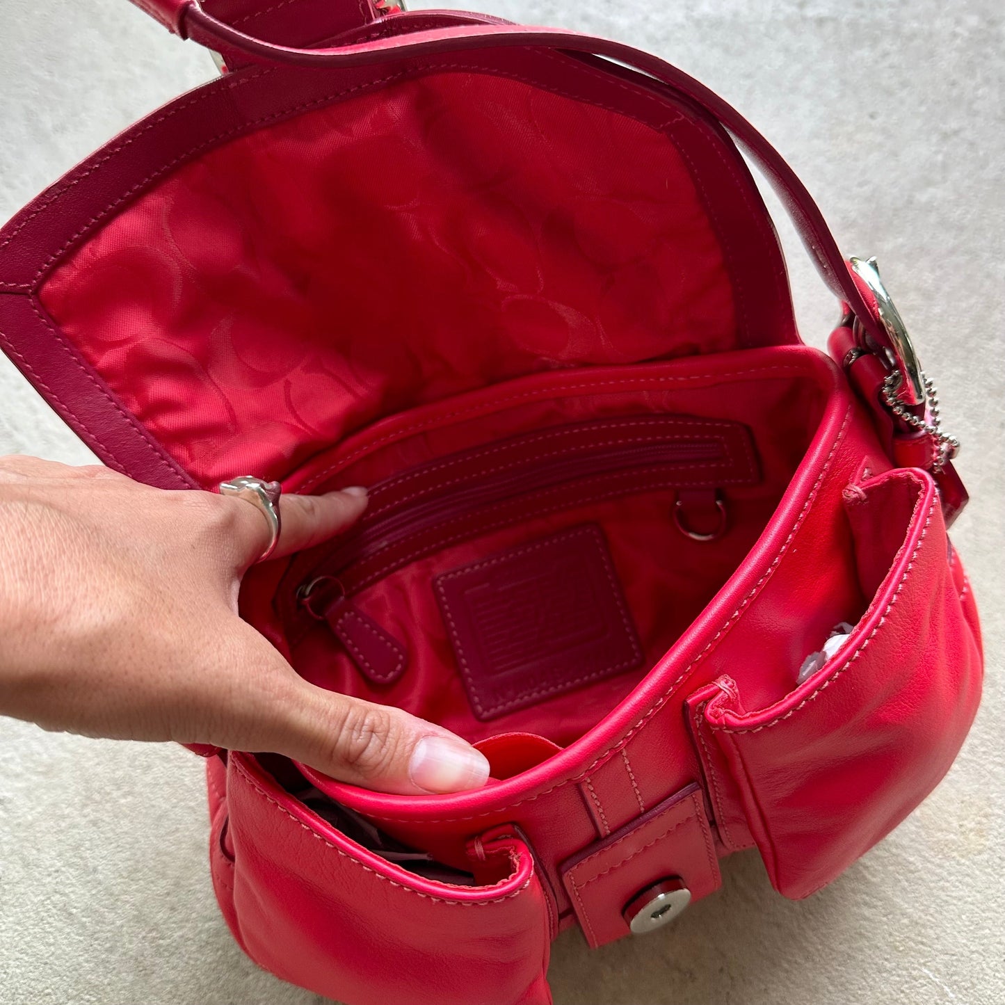 Authentic Vintage Y2K Coach Red Mini Leather Square Soho Shoulder Bag