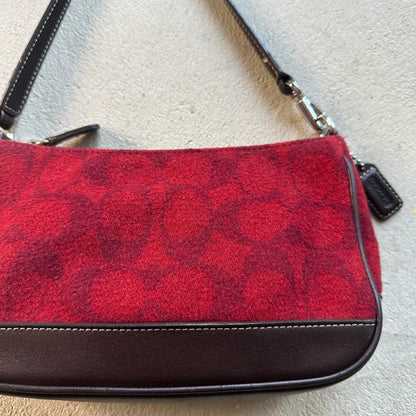 Authentic Vintage Coach Demi Red Wool Shoulder Bag