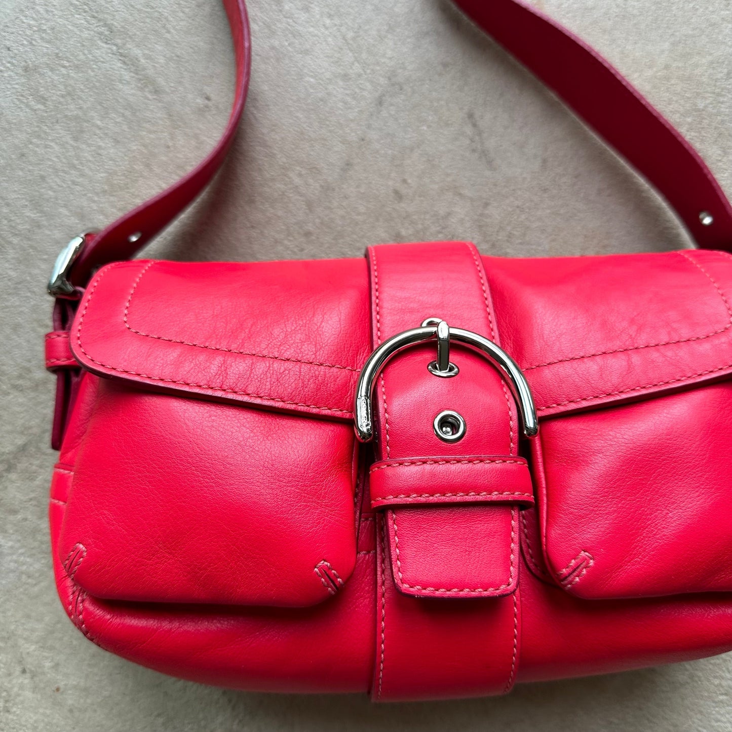 Authentic Vintage Y2K Coach Red Mini Leather Square Soho Shoulder Bag