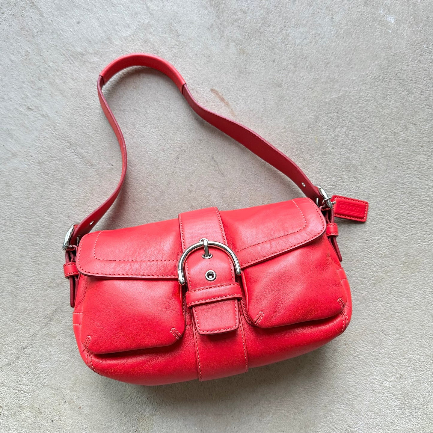Authentic Vintage Y2K Coach Red Mini Leather Square Soho Shoulder Bag