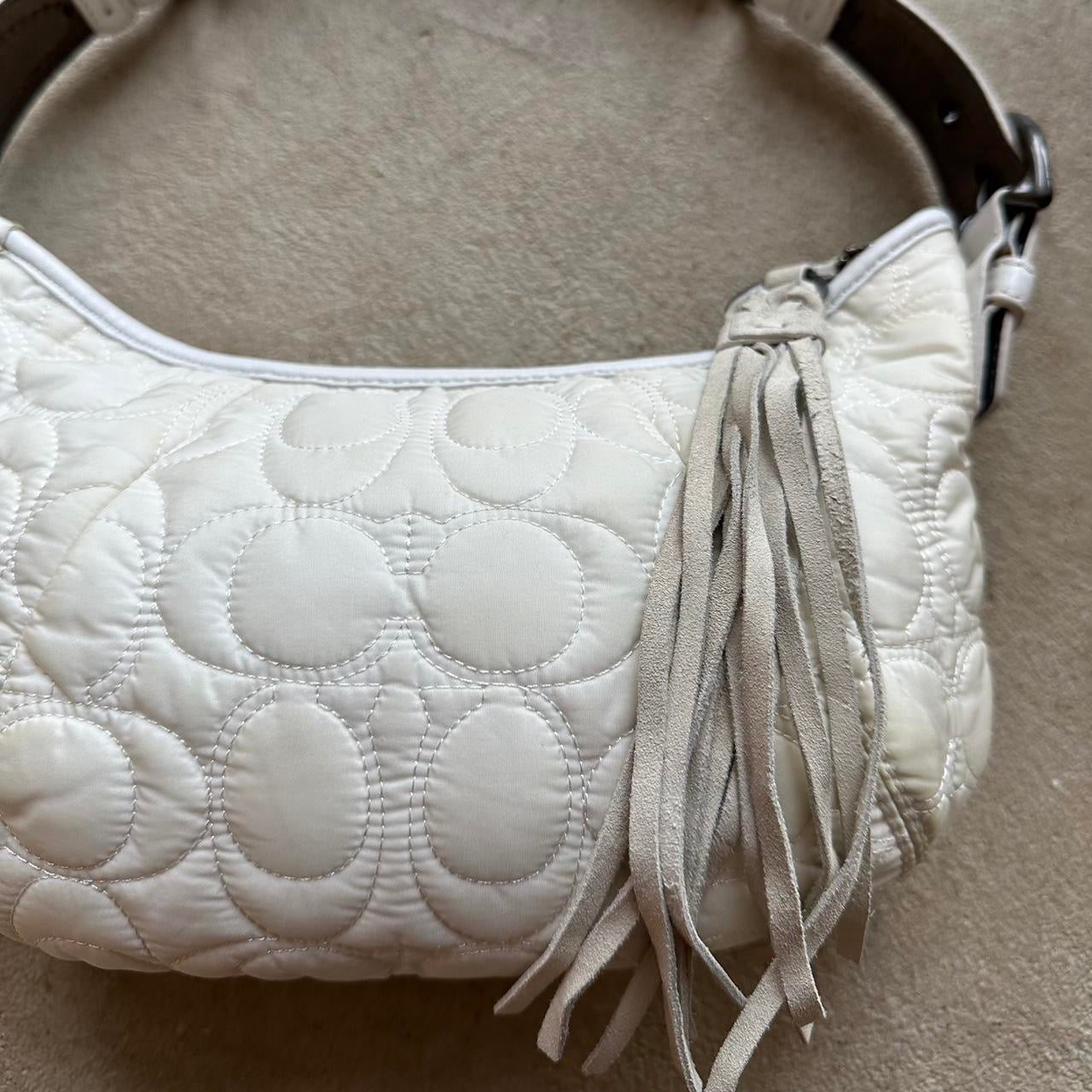 Authentic Vintage Y2K Coach Quilted White Hobo Shoulder
Bag