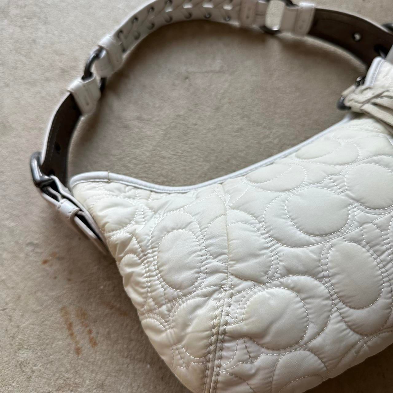 Authentic Vintage Y2K Coach Quilted White Hobo Shoulder
Bag