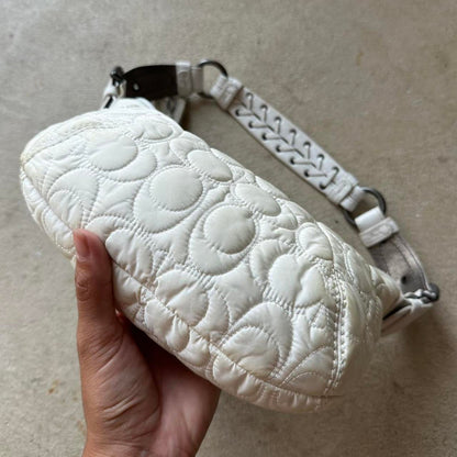 Authentic Vintage Y2K Coach Quilted White Hobo Shoulder
Bag