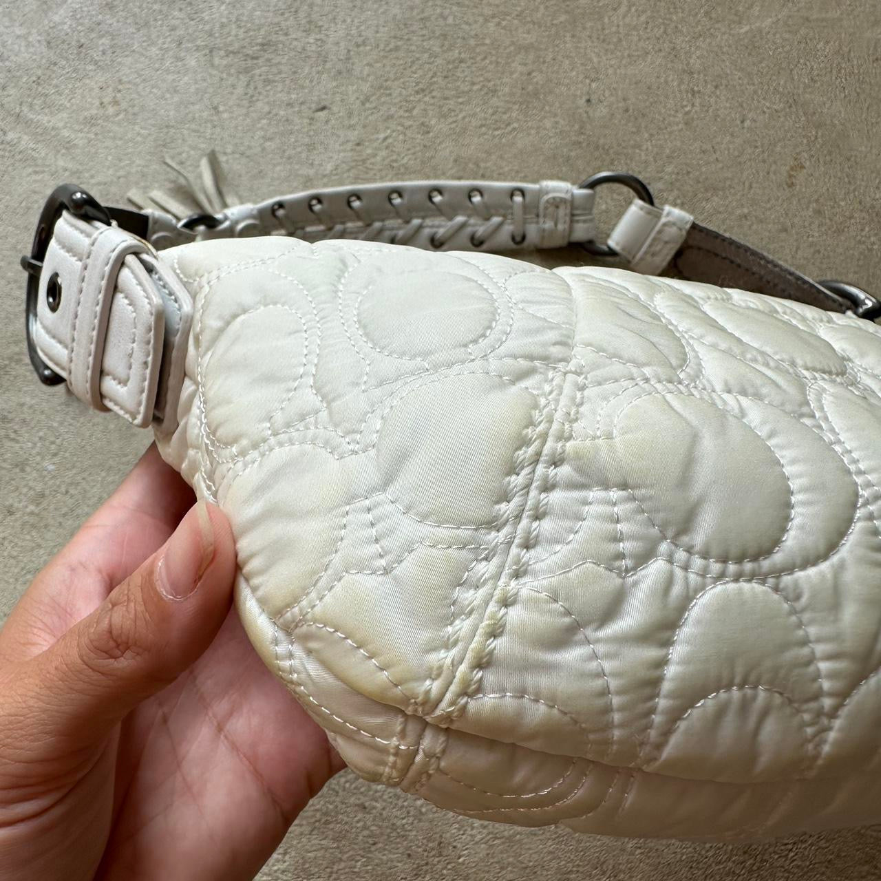 Authentic Vintage Y2K Coach Quilted White Hobo Shoulder
Bag