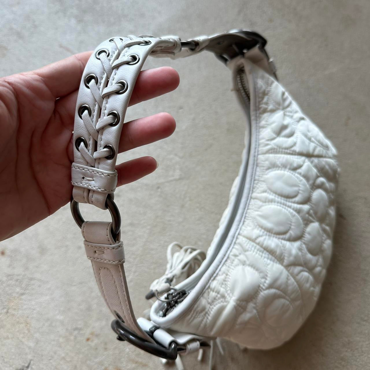 Authentic Vintage Y2K Coach Quilted White Hobo Shoulder
Bag