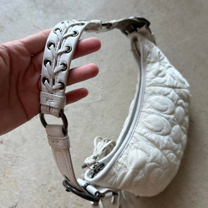 Authentic Vintage Y2K Coach Quilted White Hobo Shoulder
Bag