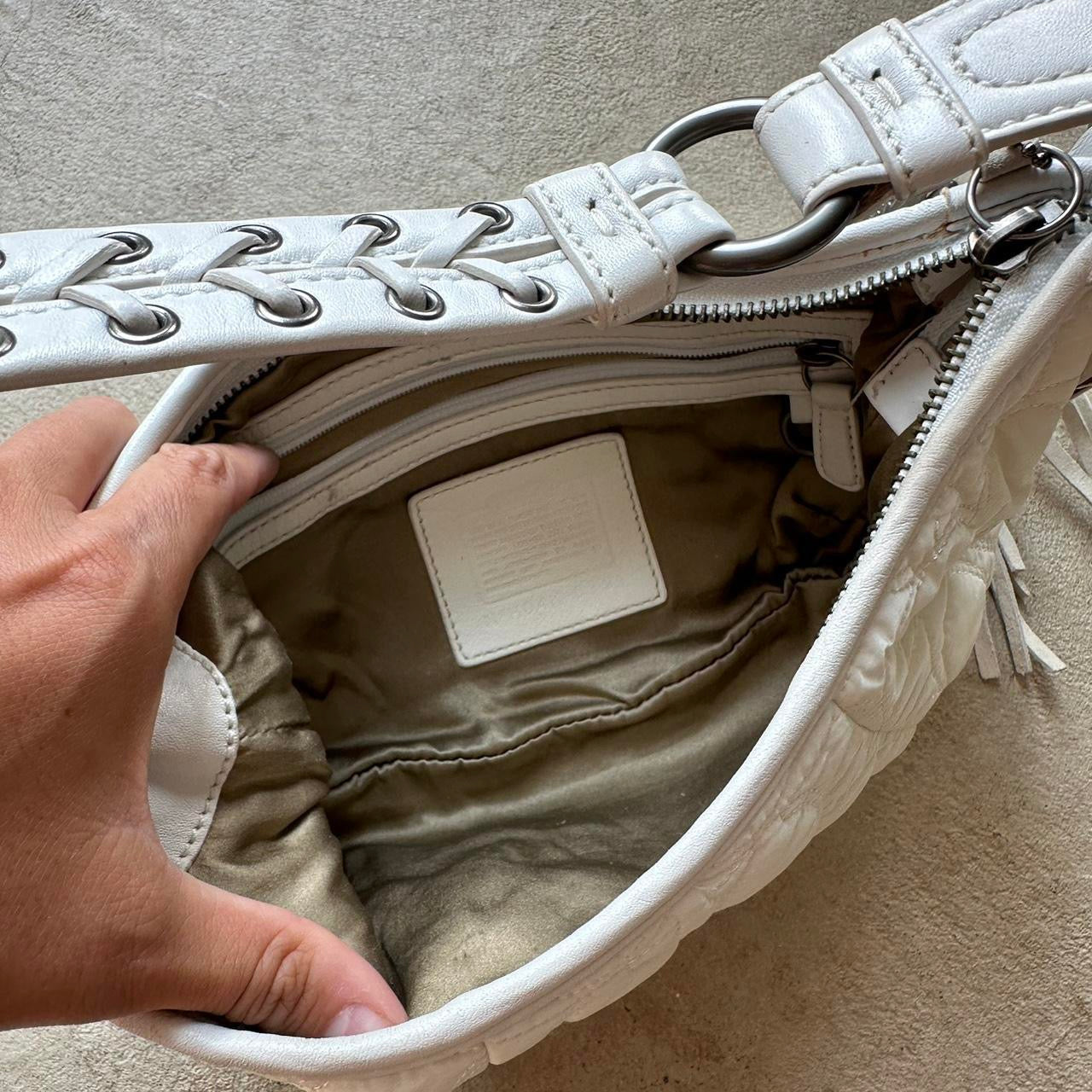 Authentic Vintage Y2K Coach Quilted White Hobo Shoulder
Bag