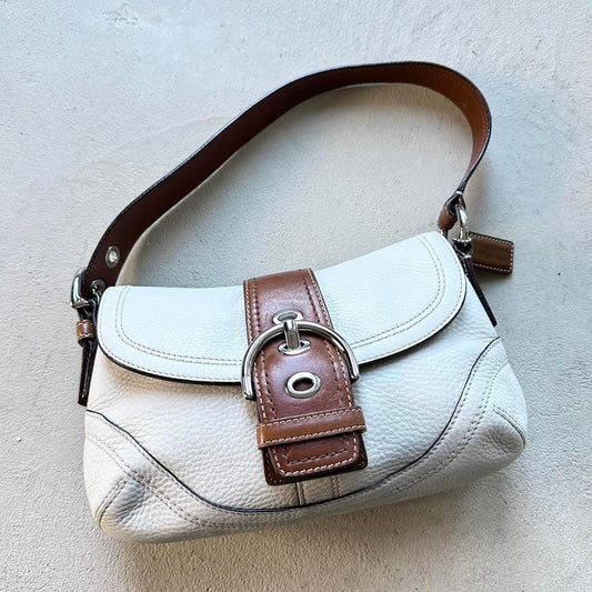 Authentic Vintage Y2K Coach White Leather Mini Soho Shoulder Bag