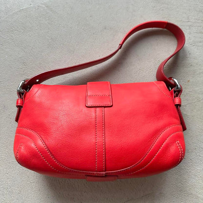 Authentic Vintage Y2K Coach Red Mini Leather Square Soho Shoulder Bag